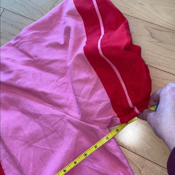 Entro Pink and Red Blouse Bubble Sleeve Linen large top - Picture 7 of 9